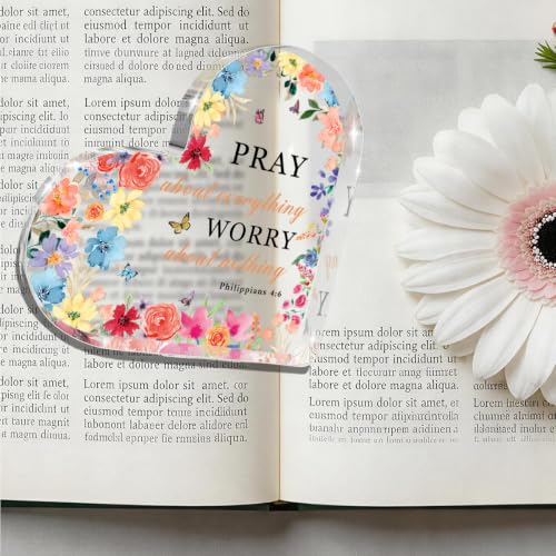Christian Gifts for Women, Heart Acrylic Inspirational Bible Verse Sign Floral Pray Scripture