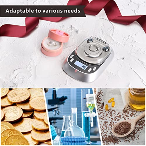 High Precision Mini Gram Scale, 50g-0.001g, LCD Backlit, Tare Function, Powder & Jewelry Scale (Batteries Included)