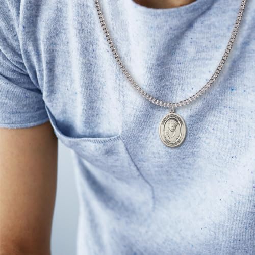 Saint Carlo Acutis 24 Inch Medal Pendant 1 x 3/4 Oval Pewter Necklace 24.0 Inches No Clasp (Endless) Chain