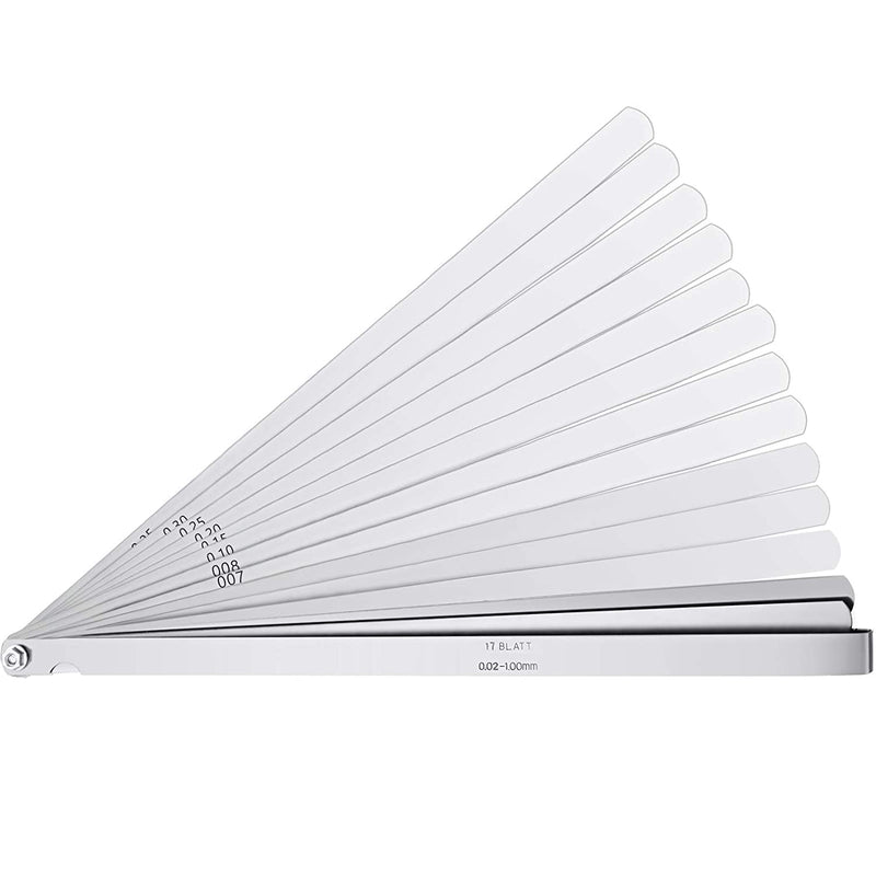 [Australia - AusPower] - 17 Blades Long Feeler Gauge 0.02-1.00 mm, Stainless Steel Feeler Gauge Dual Marked Metric and Imperial Measuring Tool(0.02-1.00 mm, 17 Blades) 