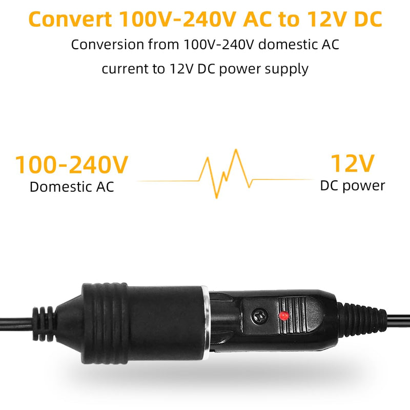 [Australia - AusPower] - 180W AC to DC Converter, 110V to 12V 15A Car Cigarette Lighter Socket AC/DC Adaptor Power Supply for Car Refrigerator, Tire Inflator, Vacuum Cleaner and Other Devices 7.2FT 