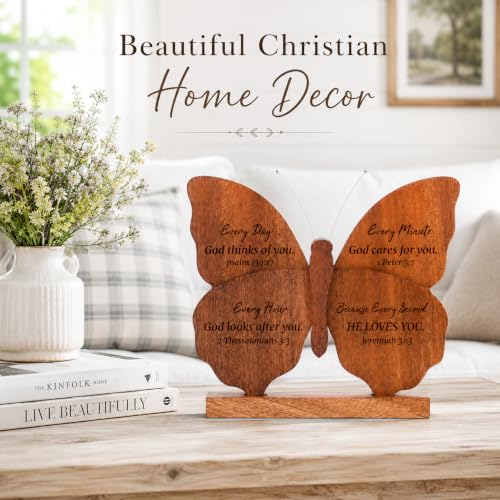 Christian Gifts for Women, Wooden Butterfly Plaque with Bible Verses Christian