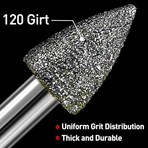 Diamond Cutter Set, 20 Pieces Diamond Grinding Pins with 3 mm Shank, 120 Grit Sanding Attachments for Stone, Glass, Ceramic, Hardwood, Jade, Ideal for Carving, Grinding, Polishing