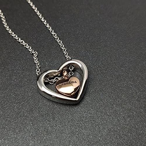 YSAHan Double Heart Urn Necklace for Grandpa Ash Holder Keepsake Cremation Memorial Stainless Steel Jewelry