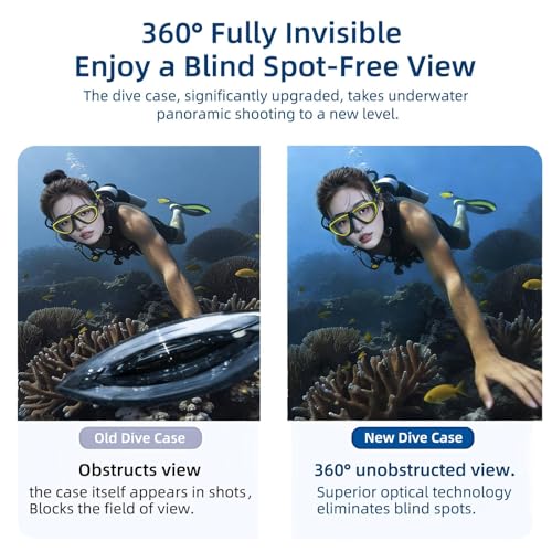 PULUZ Invisible Dive Case for Insta360 X5, 50m/164ft Underwater Waterproof Housing Cover Protective PC Sealed Shell Insta 360 X5 Photography Housings with Bracket Camera Accessories Insta360 X5 Invisible