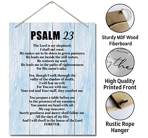 Inspirational Wood Art Signs, Psalms 23- The Lord is My Shepherd, Bible Verse Print, Hanging Printed Wall Plaque Wood Signs, Scripture for The Home or Office Decor, Christian Wall Decor 10 X 7.8 inch GP-Psalm 23