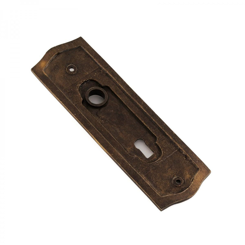 Renovators Supply Manufacturing™ Antique Brass Solid Brass Door Escutcheon Keyhole Cover Plate – Victorian Beaded Backplate for Knobs (7¼" H x 2¼" W)
