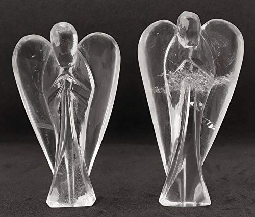 Amazing Gemstone Crystal Quartz Crystal Guardian Angel Figurines Ornament for Healing Birthstone, Decoration Statue (Hand Carved Pocket Gemstone Angel) (3 inch) 3 inch