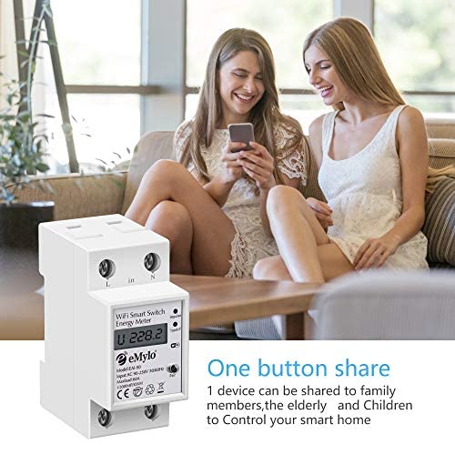 [Australia - AusPower] - Smart Single-Phase Meter 60A 90-250V, Tuya Smart WiFi 35mm DIN-Rail Power Meter with Digital Display Watt-Hour Meter Home Power Consumption Monitor kWh Ammeter Energy monitor 