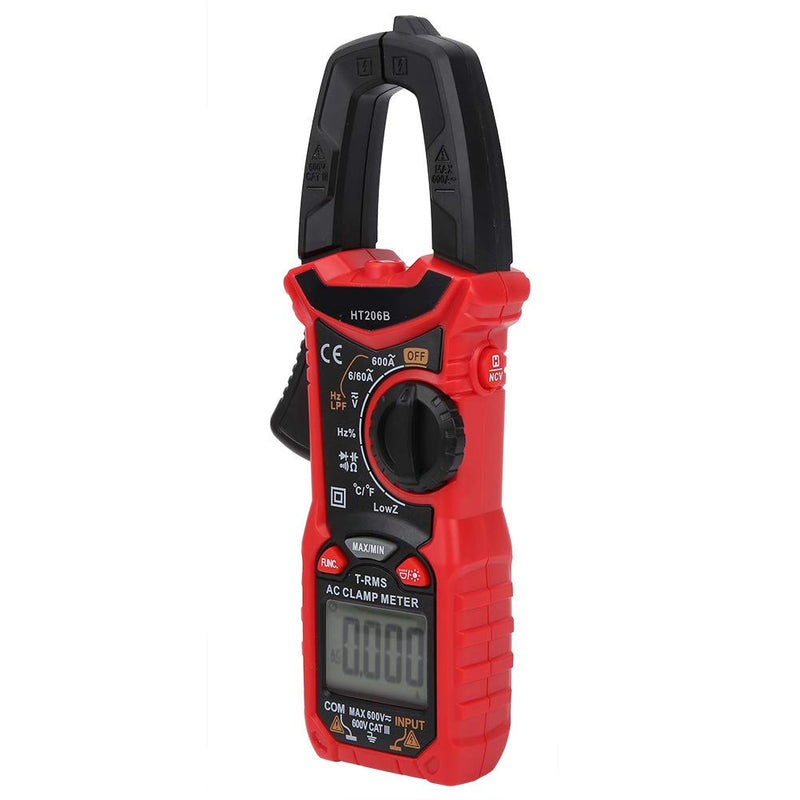[Australia - AusPower] - Digital Clamp Meter 6000 Multimeter, AC DC Volt Clamp Meter with LCD Display Voltage Current Tester for Home Professional Automotive Industrial Electrical Troubleshooting HT206B 