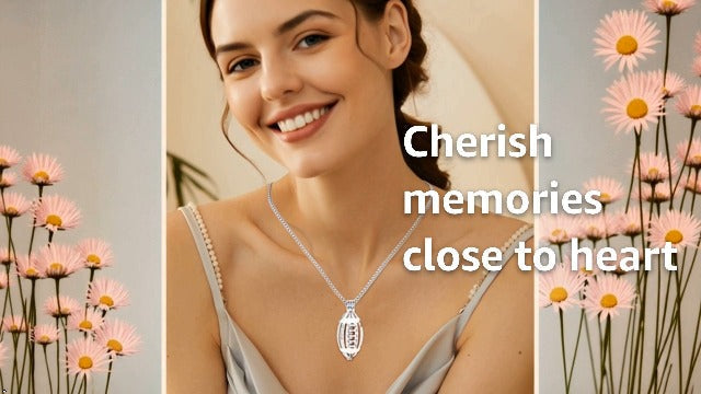 Oinsi American Football Cremation Locket Necklace For Ashes Of Loved Ones Stainless Steel Memorial Urn Jewelry Women Men Keepsake Fashion Necklace Silver-Black