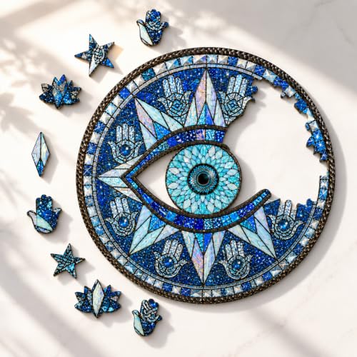 Evil Eye Acrylic Jigsaw Puzzle Suncatcher, Acrylic Window Art, Home and Garden Decor 70 Pieces, 7.4in Evil Eye 1 18.8cm/7.4in