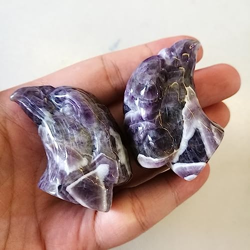 Natural Amethyst Healing Crystal Prayer Guardian Eagle Statue,2 Inchs Carving Pocket Palm Stone Figurines Decoration Purple-amethyst 2 Inchs