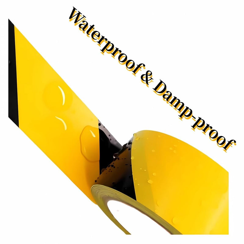 3 Inch x 200FT Black and Yellow Safety Tape, Hazard Tape, Warning Tape, Caution Tape Roll, Floor Marking Tape for Gymnasium, Walls, Floors, Pipes and Equipment in Construction Sites & Hazardous Areas Yellow&Black