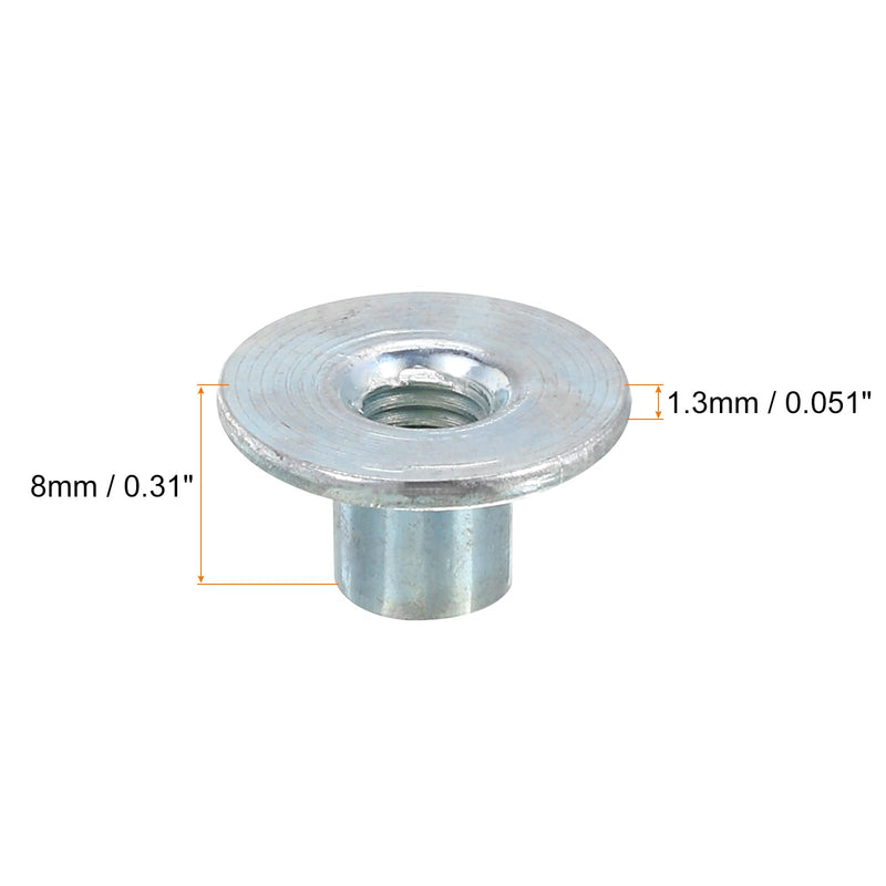 [Australia - AusPower] - uxcell M5 T-nuts, 24pcs Carbon Steel Tee Nut Round Base Weld Nuts 8mm Height Through Hole Flange Insert Female Thread Plate Nuts M5x8mm 