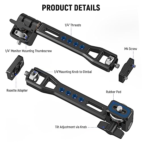 NEEWER Adjustable Field Monitor Mount, 360° Rotating Camera Monitor Holder with 1/4 Inch Thread, Compatible with DJI RS4 Pro RS3 RS2 RSC2 ZHIYUN Crane 2S Crane 3 3S WEEBILL-S MOZA Gimbals, GA005