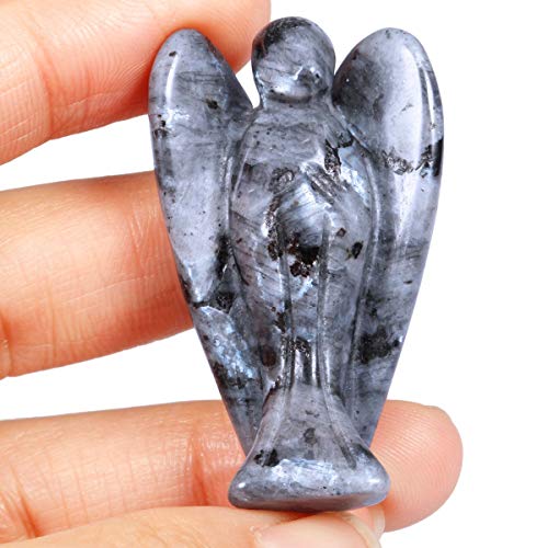 SUNYIK 1.5" Hand Carved Labradorite Guardian Angel Figurine 1.5 inch