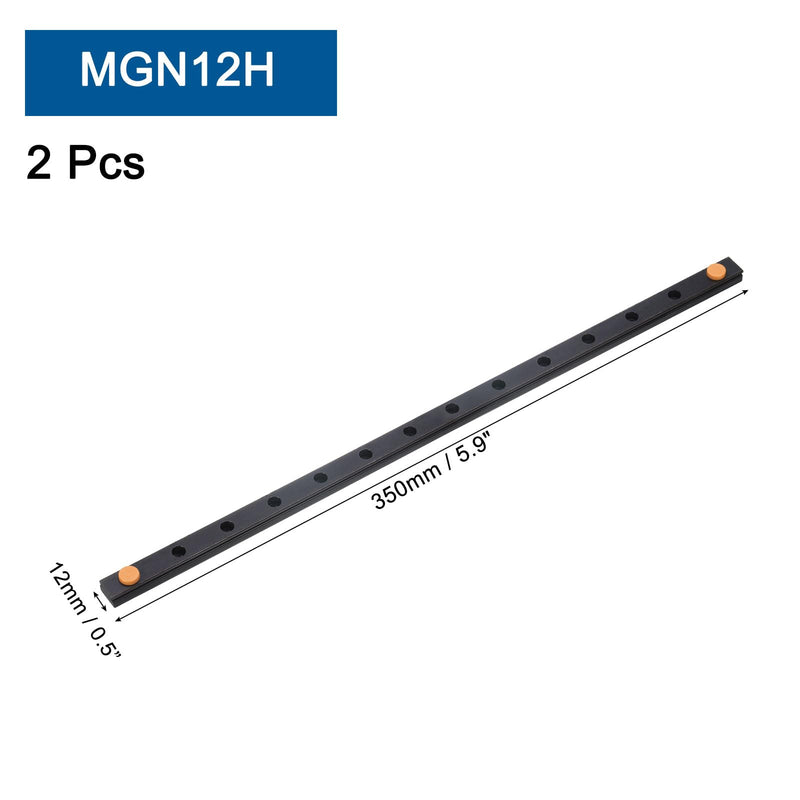 [Australia - AusPower] - uxcell 2 Pcs MGN12 350mm Bearing Steel Linear Guide Rail Miniature Linear Sliding Guideway Fit MGN12H Sliding Carriage Block in DIY 3D Printers and CNC Machine 