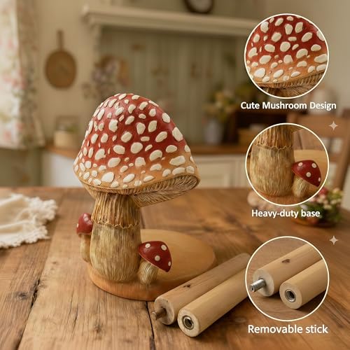 Mushroom Paper Towel Holder, Decorative Paper Towel Holder for Kitchen, Standing Paper Towel Holders Cute, Wood Roll Holder for Kitchen Accessories,Bathroom,Farmhouse,Christmas,Housewarming Mushroom