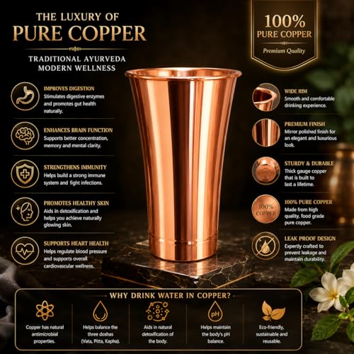 20 oz Pure Copper Cup – Hand Hammered Heavy Gauge Solid Copper Drinking Tumbler for Water, Cocktails, Moscow Mule & Ayurvedic Use