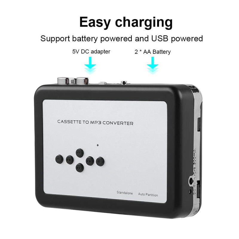 [Australia - AusPower] - Cassette mp3 Converter, Portable Cassette Tape to MP3 Converter USB Flash Drive Capture Audio Music Player Suitable for Windows XP/Vista / 7/8 