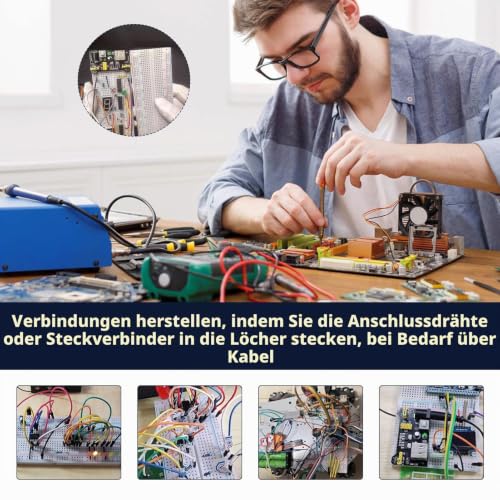 4 Pieces 830 Pin Breadboard Solderless Prototype PCB Board Kit, Solderless Breadboard 830 Points for Electronic Prototypes, Test Circuits and Arduino Proto Shield Distribution Connection Blocks