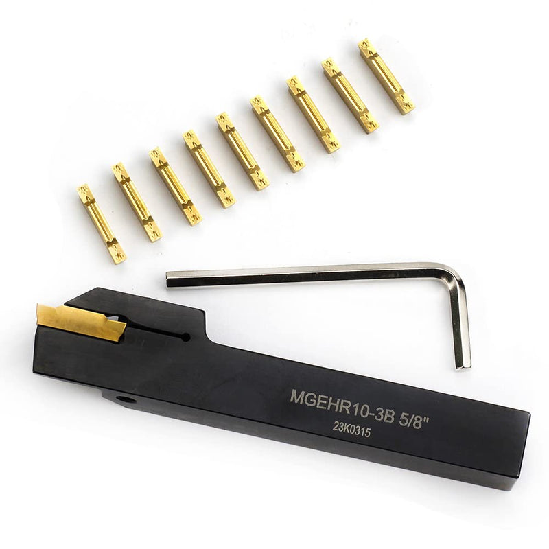 [Australia - AusPower] - OSCARBIDE 5/8''x5/8"External Parting Grooving Cut-Off Tool Holder MGEHR10-3B with 10 pieces Carbide Inserts MGMN300 for Cutting Steel 