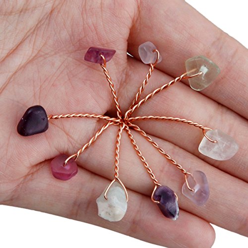 SUNYIK Fluorite Crystal Tree Wire Wrapped Raw Rose Quartz Base