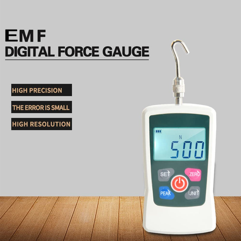 [Australia - AusPower] - Digital Force Gauge 500N/ 50kg/ 110Lb/ 1760oz Portable Push Pull Force Meter Unit Switchable Backlit Mini Dynamometer with 6 Fixture Heads, Storage Case, Auto Power off 