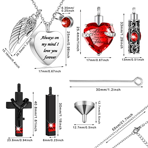 Fumete 5 Pcs Urn Necklaces for Ashes Cremation Keepsake Red
