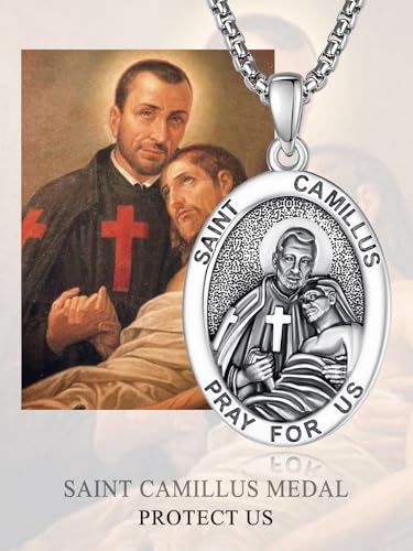 ADMETUS 925 Sterling Silver Patron Saint Medals A42-Saint Camillus De Lellis Non-personalized