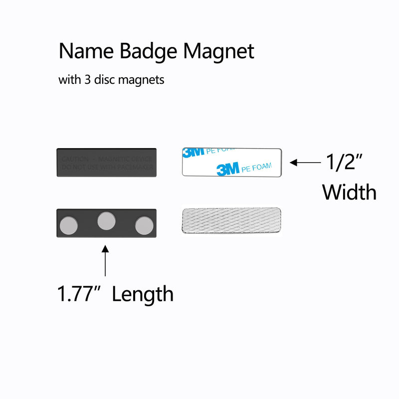 Badge Magnets - 72Pack, Name Tag Magnets (1.75 x 0.5 inches), Name Tag Magnet Backs w/ 3 Extra-Strong Neodymium for ID Badge Holders 72
