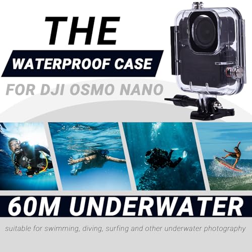 DJI Osmo Nano Waterproof Case, 60M/197FT Underwater Housing for Scuba Diving & Snorkeling with Mounting Bracket,Anti-Fog HD Lens