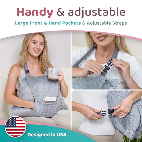 Zomaple Hysterectomy Pillow with Neck Strap for Abdominal Surgery Support Grey Standard