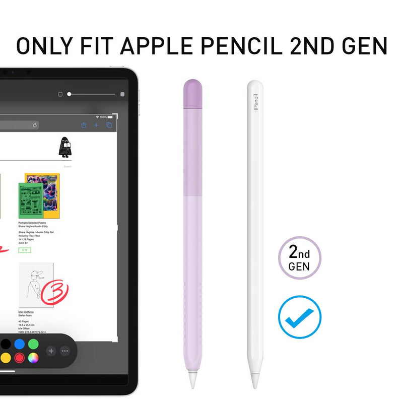 [Australia - AusPower] - Delidigi Pencil Case Compatible with Apple Pencil 2nd Generation Case, Gradient Color Case Sleeve Silicone Cover Accessories for Apple Pencil 2nd Gen Lavender 