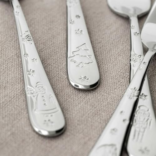 Villeroy & Boch Toy's Delight Collection Cake Forks, Set of 6, 18/10 Stainless Steel Flatware with Christmas Design Engraving, 6.25 in