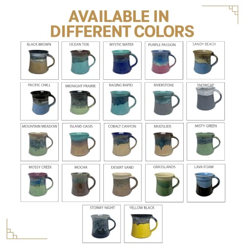 Clay in Motion Handmade Ceramic Mug 16 oz, Medium Coffee Mug, Hand Painted Stoneware, Dishwasher Microwave & Oven Safe, Lead-Free, Made in USA Since 1981 (Stormy Night)