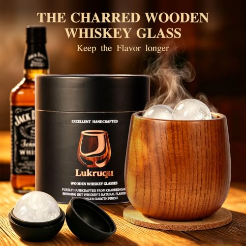 Charred Wood Whiskey Glass, Old Fashioned Bourbon Gifts for Men-2P Charred-2Pack