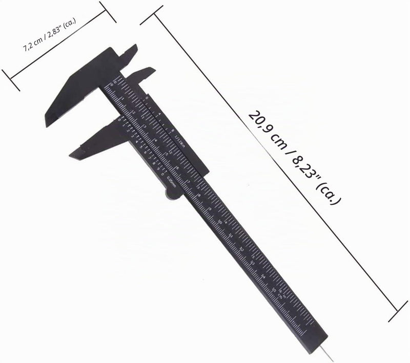 T&B 5pcs Mini Jewelry Vernier Calipers 150mm Double Scale Plastic Vernier Caliper Measuring Tool Black
