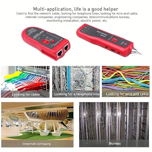G GIARAON red RJ11 RJ45 wire tracker handheld network cable tester for telephone line and continuity checking
