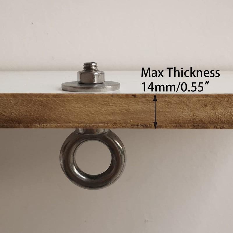 [Australia - AusPower] - 4 Pack M8 Stainless Steel Ring Eye Bolt with Nuts and Washer, 5/16" x 1 inch Lifting Ring Eye Bolt for Swing Board Tire Tyre, Screw Bolt Anchoring kit for tie Down Straps Swing Chair M8(5/16") 