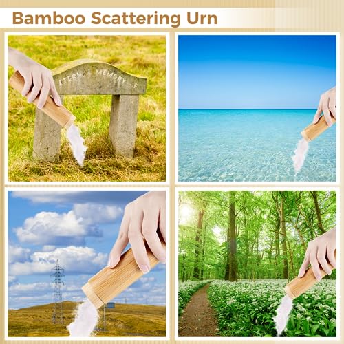 4PCS Bamboo Scattering Urns for Human Ashes, Cremation Ashes Tube Urns, Small Bamboo Scattering Urns for Dog Cat Pet Ashes, Scattering Your Loved One’s Ashe in Your Favorite Place
