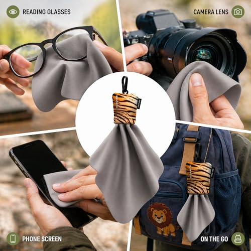 SPUDZ Classic Microfiber Lens Cleaner – Clip-On Pouch, Washable – for Binoculars, Scopes, Glasses, Screens | Classic | Vibrant Unicorn, 6 x 6 Inch (3-Pack) 6 x 6 Inch (3-Pack)