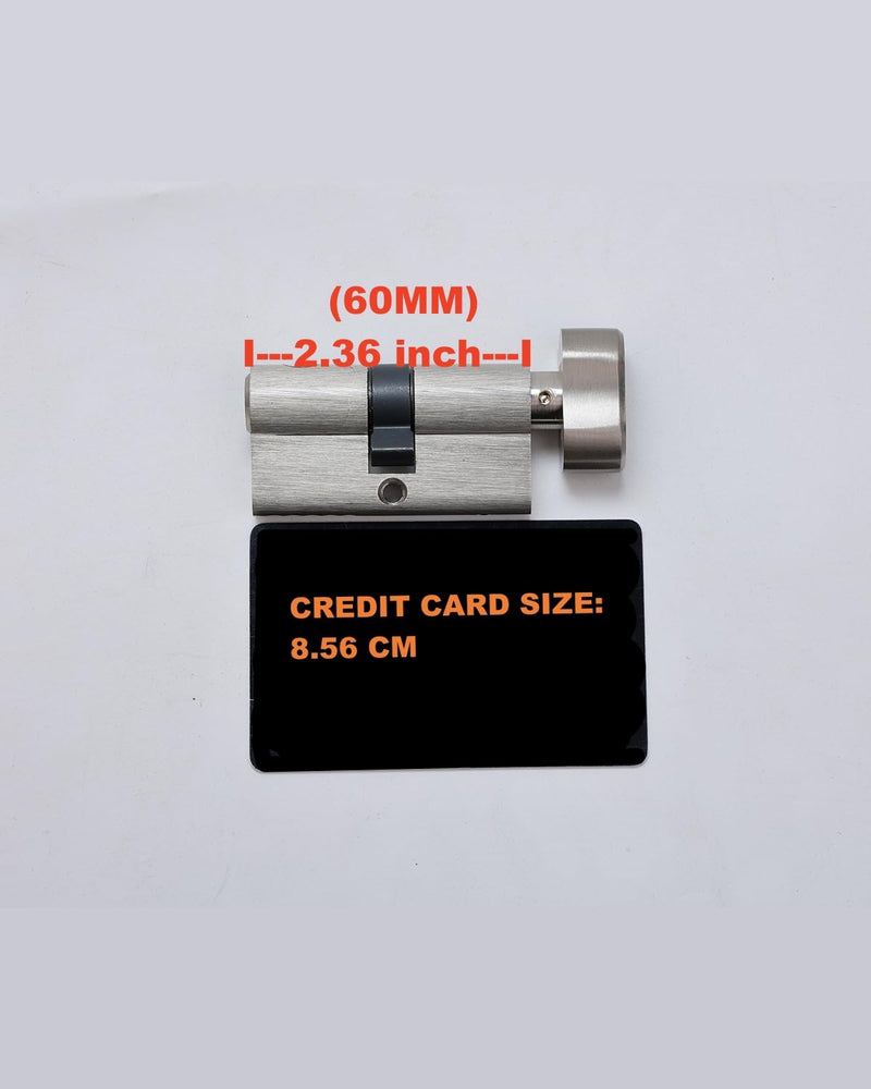 60MM Solid Brass Lock Cylinder with 3 Brass Keys Satin Nickel Color Cylinder Door Lock Replacement (Color:Satin Nickel, 60MM-Thumbturn,Material: Brass)