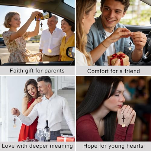 Cross for Car Mirror Hanging, Christian Gifts for Men, Bible Verse Car Decor Accessories, Rearview Hanging Cross Ornament Religious Gift (Be Strong and Courageous) Be Strong and Courageous