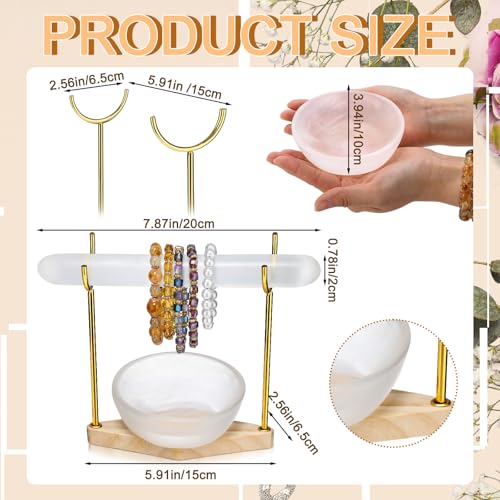 RattanView Selenite Bracelet Holder Display Stand Crystal Bowl, 4 In Round 4 Inch