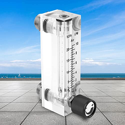 1~10LPM 1/4" M18*1.5 Panel Type Flowmeter, LZM-6T Acrylic Gas Meter with Black Adjustable Knob, 4% Accuracy Level