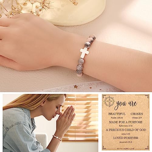 Christian Grandparents - Day Gifts for Women, Religious Cross Bracelet Yare Chosen-Pink