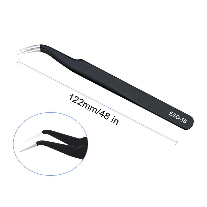 [Australia - AusPower] - ESD Anti static Precision Electronics Tweezers tools Kit, Non Magnetic Multi-standard Stainless Steel Tweezer Set for Electronics Jewelry-making Repairing and cell phone repair,2pack (ESD-14&15) 