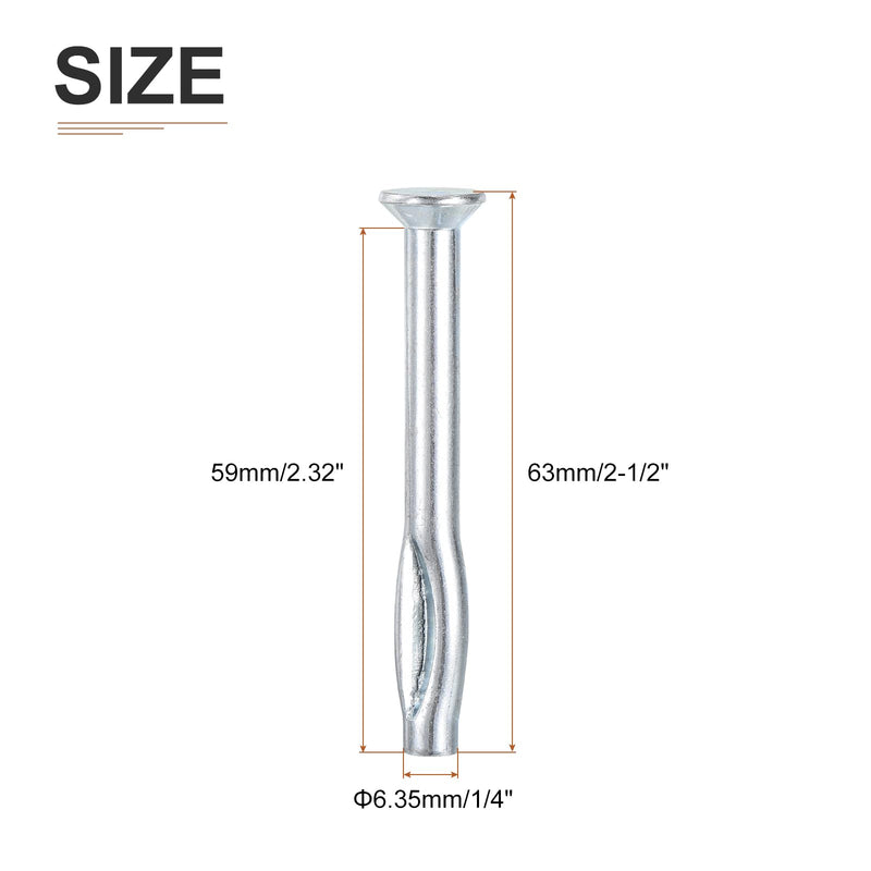 [Australia - AusPower] - 1/4" x 2-1/2"(D x L) Split Drive Concrete Anchors - 100Pack - Good for Concrete Drywall - Carbon Steel Hammer Drive Nail - Silver 100 